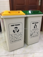 Thùng rác ghép bộ 2 màu phân loại rác tại nguồn