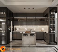 Tủ bếp gỗ công nghiệp mdf chữ u đẹp hiện đại