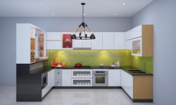 Tủ bếp mdf phủ melamine chữ u tối ưu công năng