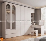 Tủ quần áo gỗ công nghiệp tích hợp bàn trang điểm tiện ích