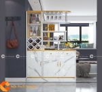 Tủ rượu gỗ mdf phối vân đá phong cách hiện đại