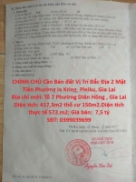 Vị trí đẹp - giá tốt -chính chủ cần bán đất vị trí đắc địa 2 mặt tiền phường ia