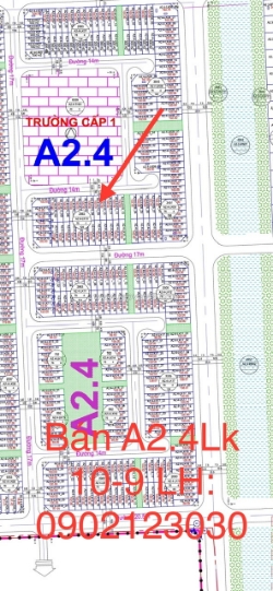 Bán a2.4 lk 10-9 nhìn trường học dt 100m2 mt 5m hướng bắc, đường 14 m cuối năm