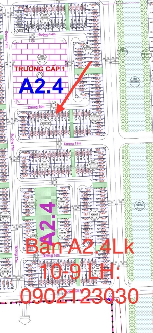 Bán a2.4 lk 10-9 nhìn trường học dt 100m2 mt 5m hướng bắc, đường 14 m cuối năm