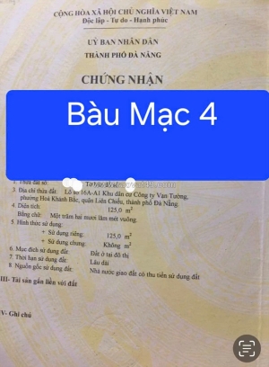 🔴💥bán đất đường bàu mạc 4 - gần biển thoáng mát-dtđ: 125m2 (5x25)m