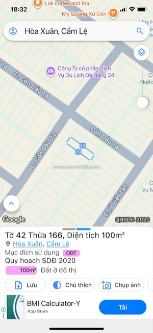 Bán đất đường cồn dầu 22 - hoà xuân- cẩm lệ . dt 100m2 giá 6ty6 lh 0942992361