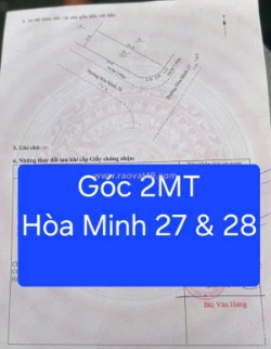 Bán đất lô góc 2mt đường hòa minh 27 & hòa minh 28