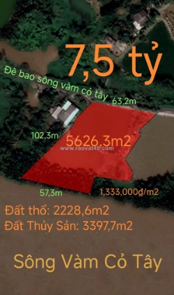 Bán lô đất thổ phân lô mặt tiền đê bao giá 7,5 tỷ