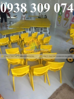 Bàn mầm non chân gập,bàn ghế mầm non, bàn bán nguyệt mầm non