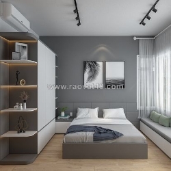 Bộ combo giường tủ phòng ngủ gỗ mdf phối trắng xám cực xinh