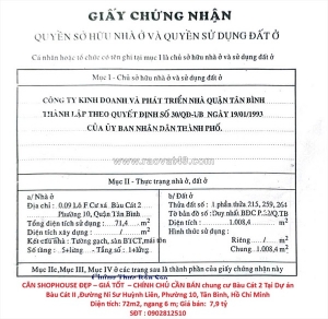 Căn shophouse đẹp – giá tốt  – chính chủ cần bán chung cư bàu cát 2 tại dự án