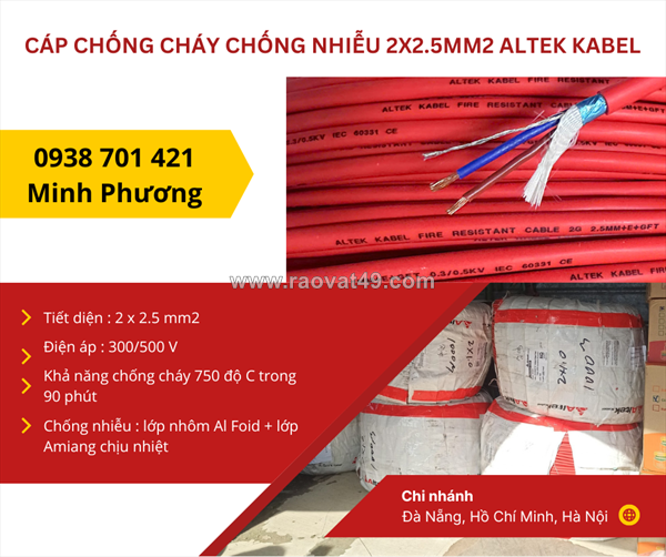 Cáp chống cháy chống nhiễu 2x2.5mm2 altek kabel sẵn kho đà nẵng, hồ chí minh, hà nội