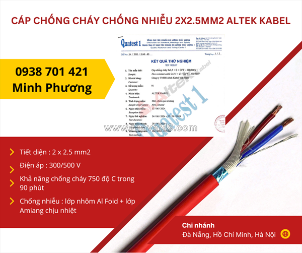 Cáp chống cháy chống nhiễu 2x2.5mm2 altek kabel sẵn kho đà nẵng, hồ chí minh, hà nội