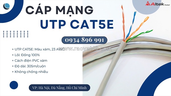 Cáp mạng altek kabel utp6 utp cat 5e–24awg 4 pair khánh hòa, gia lai, bình định