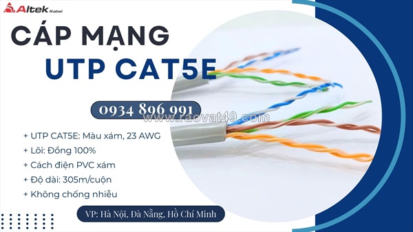 Cáp mạng altek kabel utp6 utp cat 5e–24awg 4 pair khánh hòa, gia lai, bình định