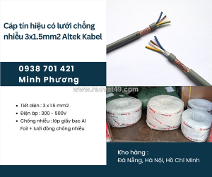 Cáp tín hiệu có lưới chống nhiễu 3x1.5mm2 chính hãng altek kabel hỗ trợ giao toàn quốc
