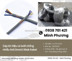 Cáp tín hiệu có lưới chống nhiễu 4x0.5mm2 altek kabel chính hãng, giao ngay
