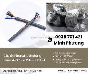 Cáp tín hiệu có lưới chống nhiễu 4x0.5mm2 altek kabel chính hãng, giao ngay