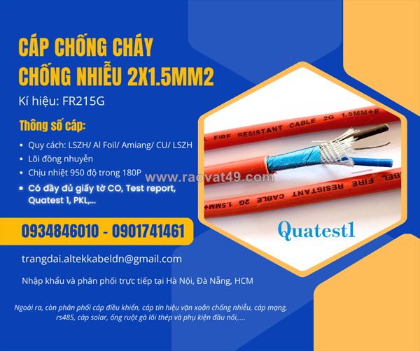Cáp tín hiệu fr 2x1.5 chống cháy chống nhiễu altek kabel