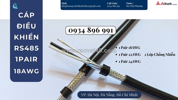 Cáp tín hiệu rs485 1 pair  awg có sẵn thanh hóa, nghệ an, hà tĩnh