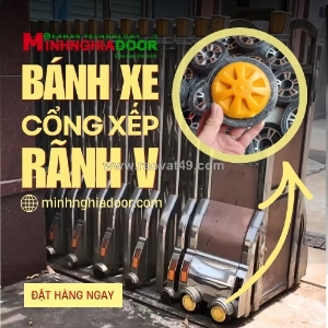 Cấu tạo bánh xe cổng xếp rãnh v đúc sắt nguyên khối