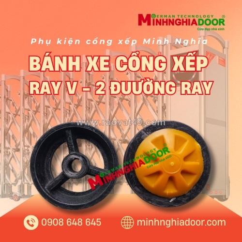 Cấu tạo bánh xe cổng xếp rãnh v đúc sắt nguyên khối