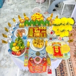 Chiêu tài hút lộc với tháp bánh bao túi tiền trên mâm cúng