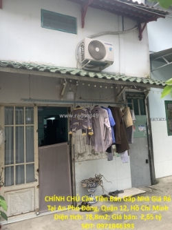 Chính chủ cần tiền bán gấp nhà giá rẻ tại an phú đông, quận 12, hồ chí minh