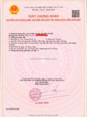 Có sổ sẵn  . tổng dt : 245m 

👉👉👉: giá chỉ 2,350ty cho qua tết công chứng