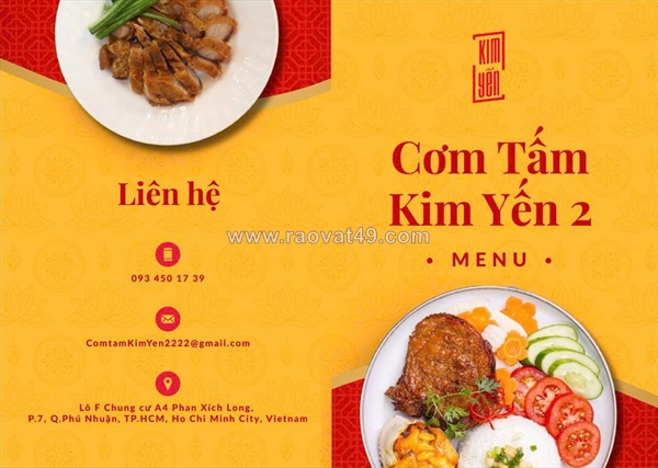 Cơm tấm kim yến 2 tuyển phục vụ làm theo ca tại phú nhuận