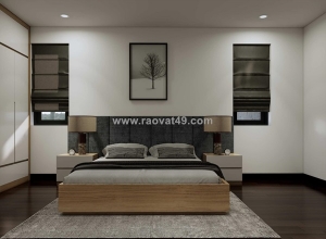 Combo phòng ngủ gỗ công nghiệp màu trắng phối vân gỗ hiện đại