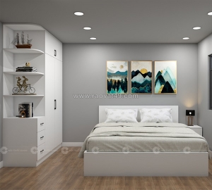Combo phòng ngủ gỗ công nghiệp mdf màu trắng tối giản