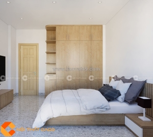 Combo phòng ngủ gỗ công nghiệp mdf màu vàng gỗ sồi