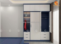 Combo phòng ngủ gỗ công nghiệp xanh phối trắng hiện đại