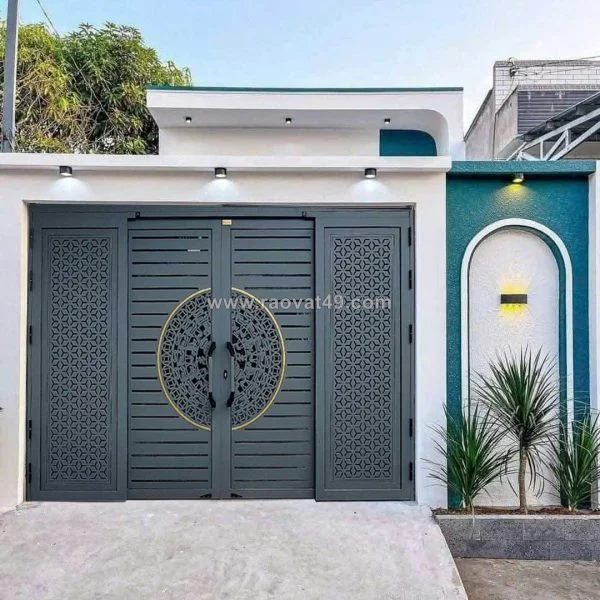Cửa cổng nhôm trượt quay hoàng gia hệ nẹp rời 8.0 màu xám đá chất lượng tại tphcm