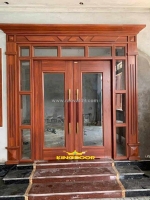 Cửa thép vân gỗ tại tiền giang giá rẻ nhất thị trường  cửa thép 4 cánh lệch 4 cánh đều  2 cánh lệch