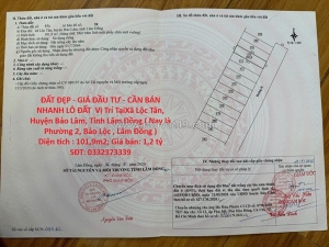 Đất đẹp - giá đầu tư - cần bán nhanh lô đất  vị trí tại phường 2, tp bảo lộc,