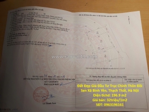 Đất đẹp giá đầu tư trục chính thôn đồi sen xã bình yên, thạch thất, hà nội