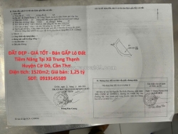 Đất đẹp - giá tốt - bán gấp lô đất tiềm năng tại xã trung thạnh huyện cờ đỏ,