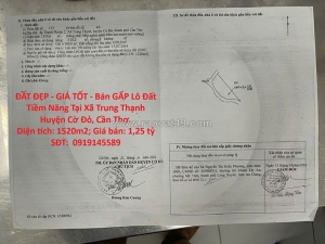 Đất đẹp - giá tốt - bán gấp lô đất tiềm năng tại xã trung thạnh huyện cờ đỏ,