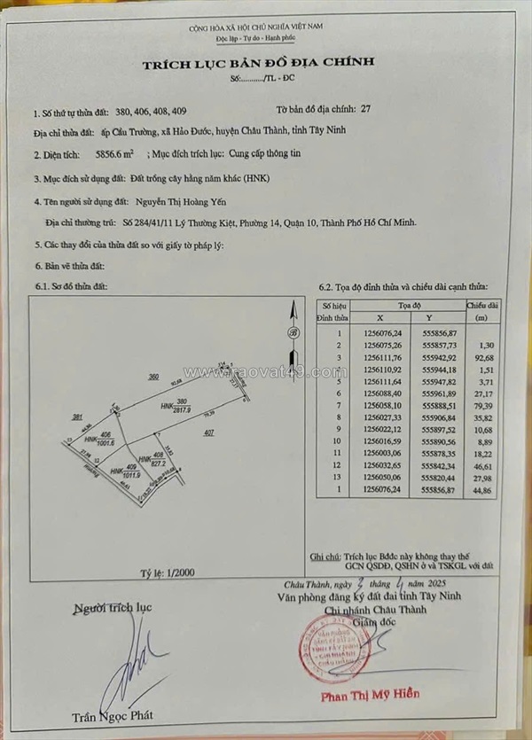 Đất đẹp – giá tốt  – chính chủ cần bán tại đường liên xã, xã hảo đước, châu