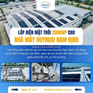 Điện mặt trời áp mái 200kwp nhà máy hyundai nam định