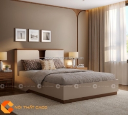 Giường ngủ gỗ công nghiệp thiết kế đầu giường cao hiện đại