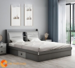 Giường ngủ gỗ công nghiệp tích hợp kệ đầu giường thông minh