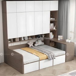 Giường ngủ gỗ công nghiệp tích hợp tủ quần áo thông minh