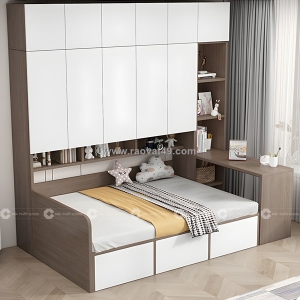 Giường ngủ gỗ công nghiệp tích hợp tủ quần áo thông minh