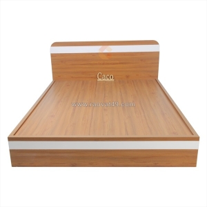 Giường ngủ gỗ mdf melamine màu óc chó bo góc cao cấp