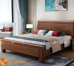Giường ngủ gỗ tự nhiên màu nâu sang trọng