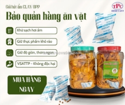 Gói hút ẩm clay, bảo quản, giữ khô, giữ giòn đồ ăn vặt, bánh mứt tết