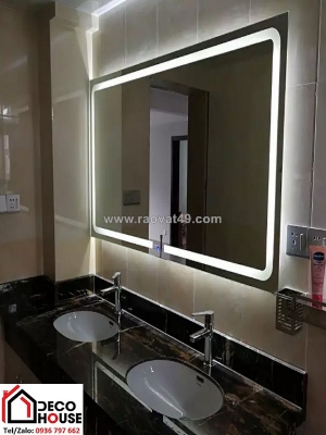 Gương led chữ nhật treo ngang hay treo dọc: cách chọn theo lavabo